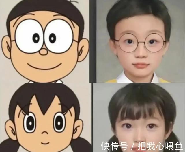 哆啦当哆啦A梦被真人化后,小夫的还原度较高,哆啦美和哆啦A梦脸大