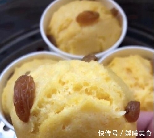 2个鸡蛋,做孩子爱吃的发糕,蓬松喧软,放凉吃也香,出锅吃3个