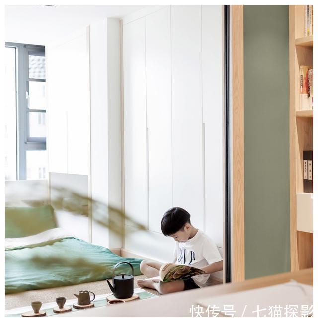主卧室|50㎡学区房改造,清新自然,灵活通透,小户型也能拥有自在生活!