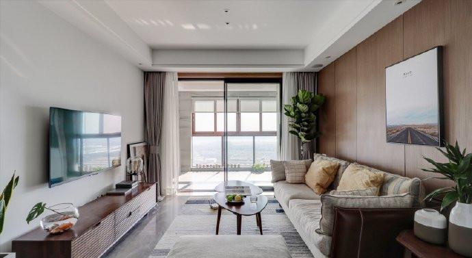 漂亮|100平米两居室,全屋简洁大方又通透,沙发墙这样装,实在漂亮