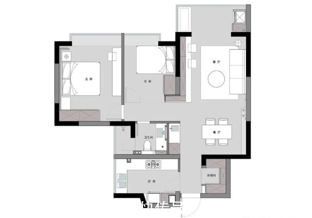 床头柜|91平现代简约风三居室黑白灰主干净清爽,加入木色提升空间温度