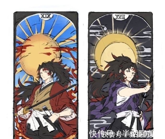 童磨|画师绘制鬼灭之刃塔罗牌，灶门兄妹结局已定，最契合的是继国双子
