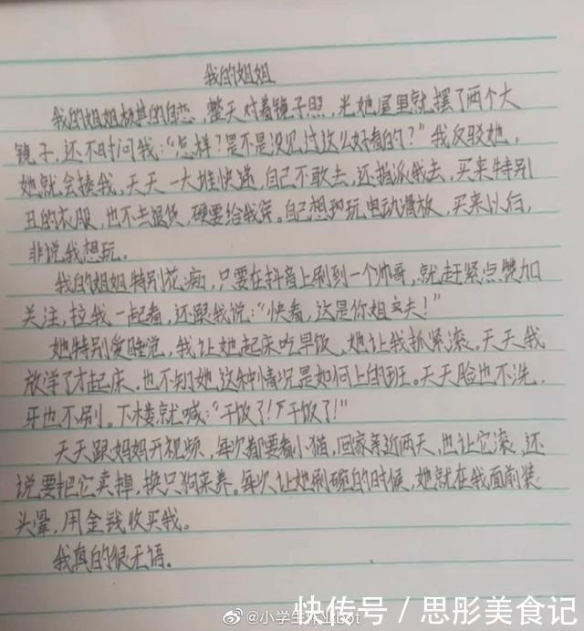 小学生作文《我的姐姐》火了，比连续剧还精彩，成功把姐姐捧红