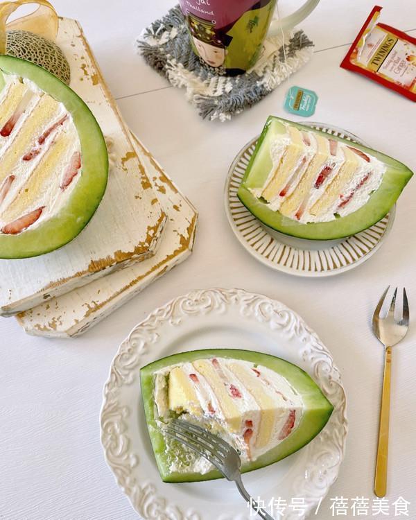 玉米油|无需烤箱无需裱花,香甜细腻的冰蜜瓜蛋糕,手残党也能轻松完成