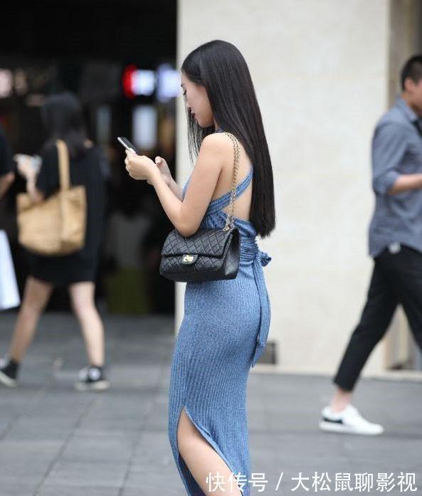 气质|气质长裙尽显优雅体态,薄薄的一身蓝色连衣裙搭配,轻盈自然迷人