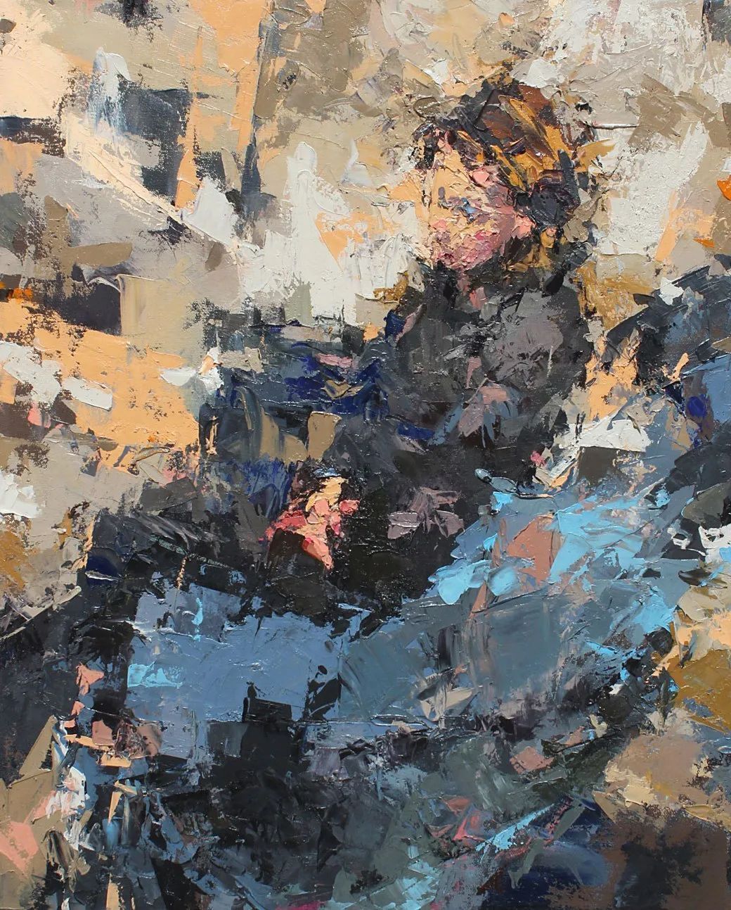 纹理&他将杂碎的色块,厚重的纹理,融于画中的人物