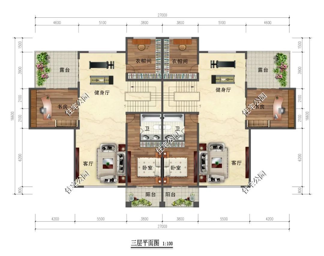 农村|适合兄弟自建的农村双拼别墅,27×16米三层大宅,这样建房才和谐