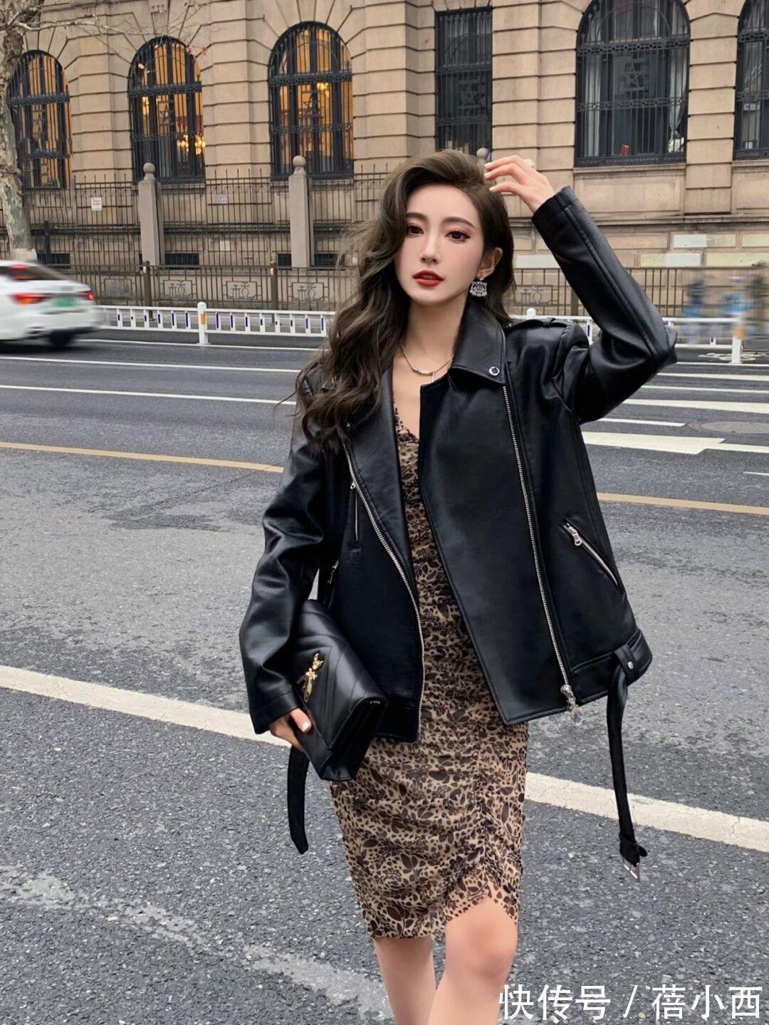 外套|春季皮衣的高级感穿搭来了,一种单品多种穿法,酷炫感信手拈来