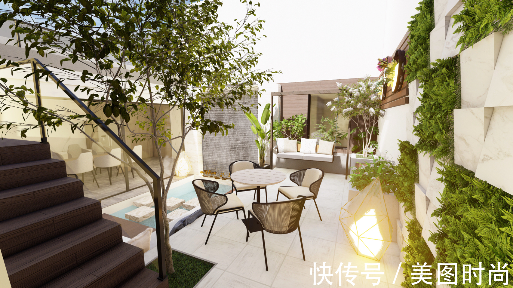 雨水|爆火的下沉式庭院设计,有条件一定要建一个,比别墅花园还好看