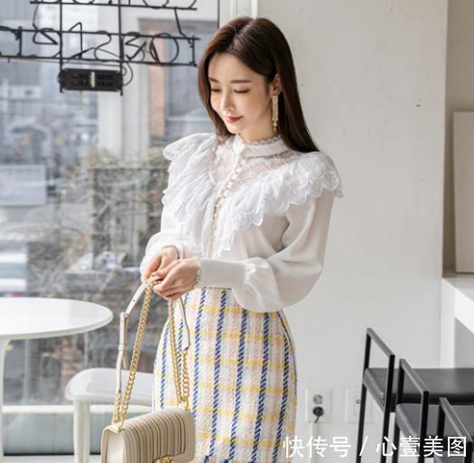 花霓彩裳梦幻|女神孙允珠高清时尚搭配:花霓彩裳梦幻蕾丝雪纺淑女裙