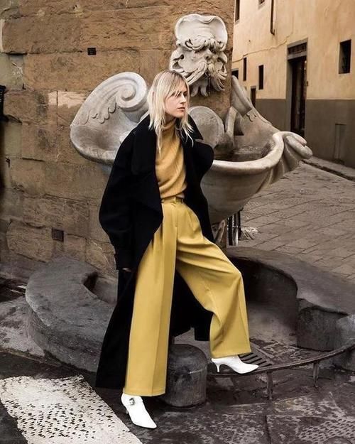 学好各种大衣穿搭，配上阔腿裤大气又潇洒