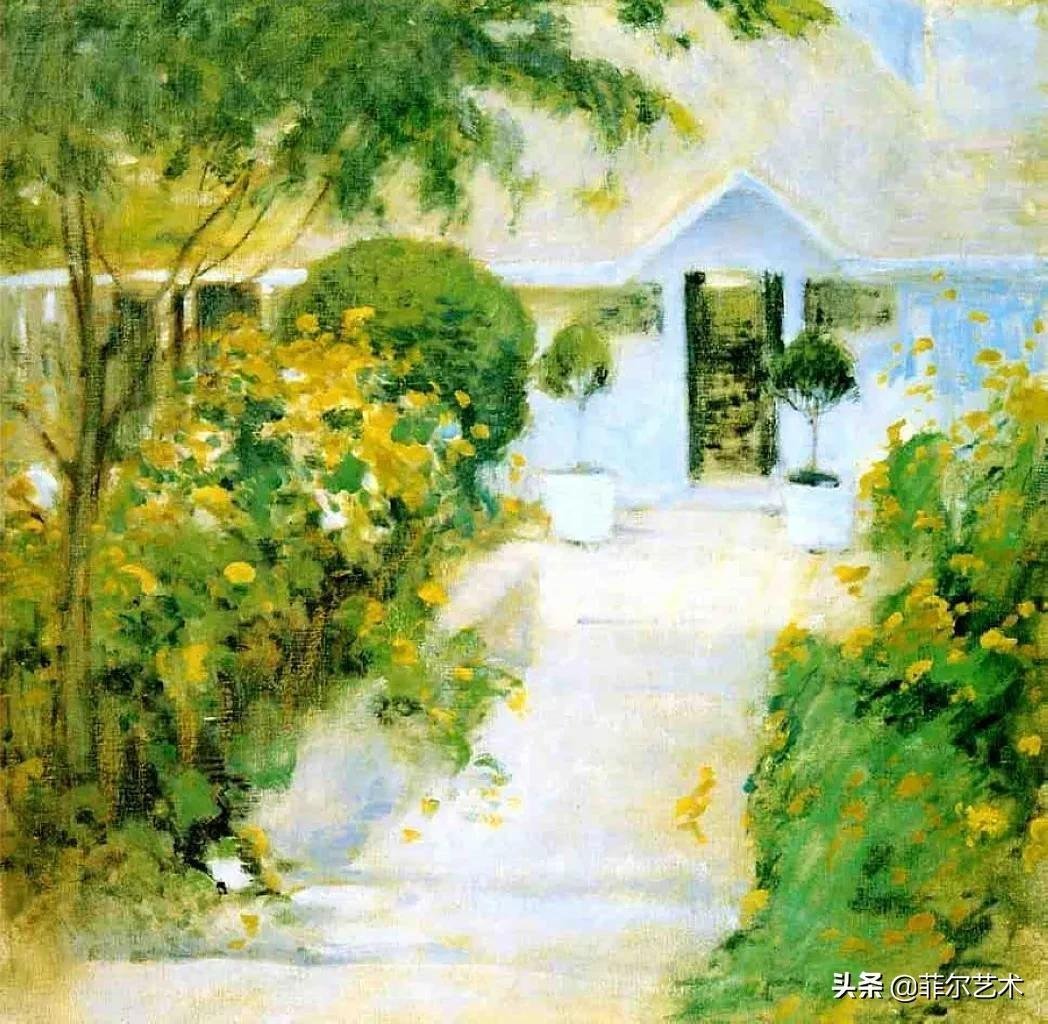 构图#这幅油画作品有着独特精致的构图,以及柔美优雅并带有诗意的风景