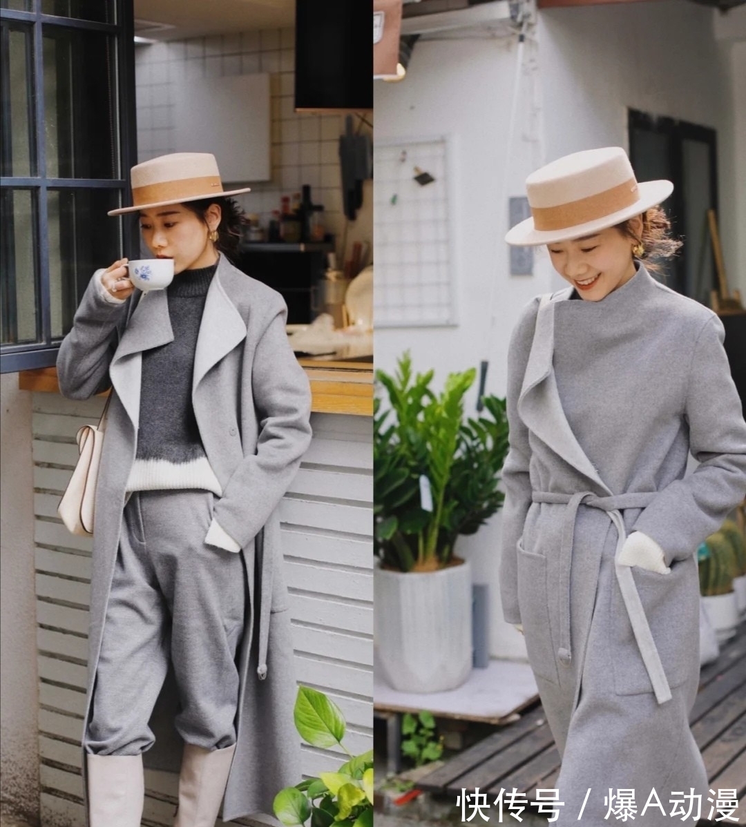长大衣 40、50岁女人,试试冬季超火的“同色系”穿搭,简约大气显年轻
