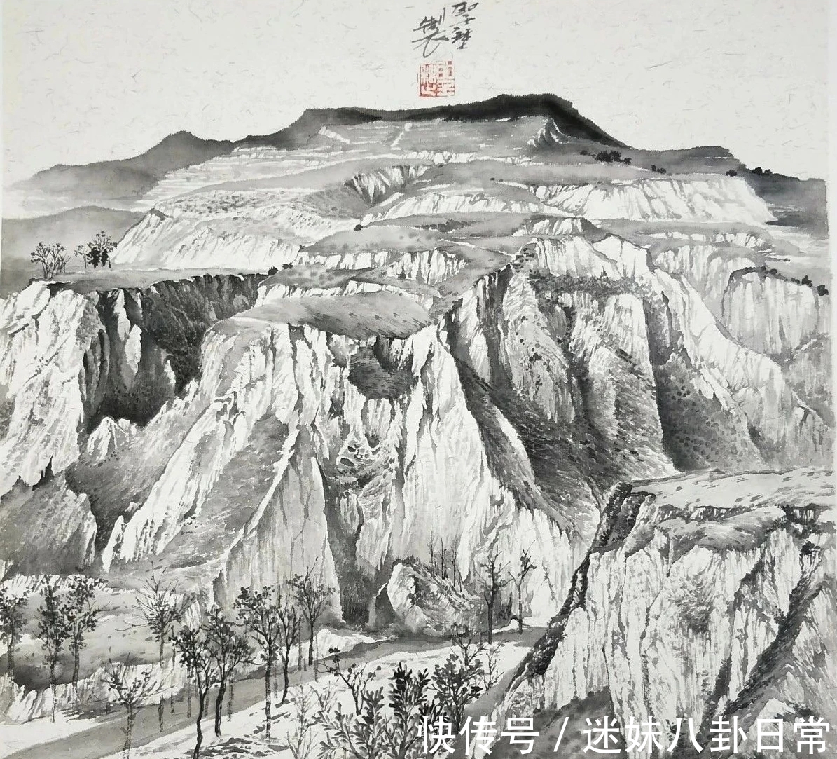 画家!一位青年画家的山水画很写实,有韵有境,不输西方风景画!