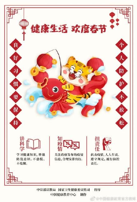春节|“健康生活 欢度春节”虎年海报