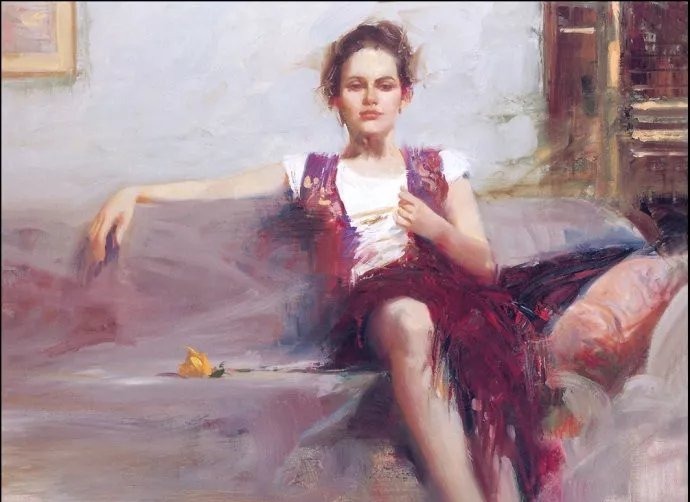 人物#皮诺德埃尼的油画人物，色彩斑斓，动静结合，光彩照人