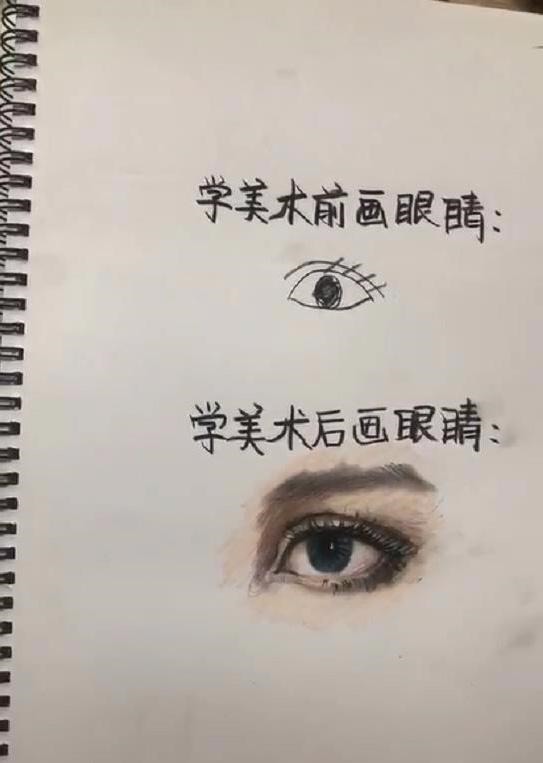 眼睛#普通人VS美术生画眼睛,画风相差太大,看到最后买家秀与卖家秀