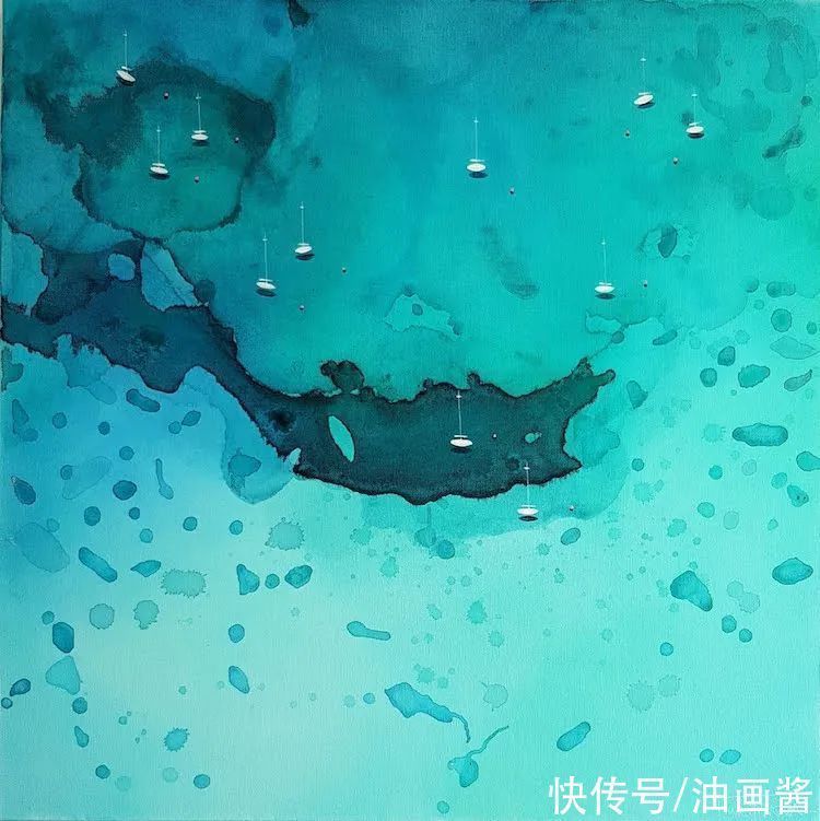 尤莉娅$她的画只有一滩稀薄的蓝色,简单到了极致,同时也美到了极致