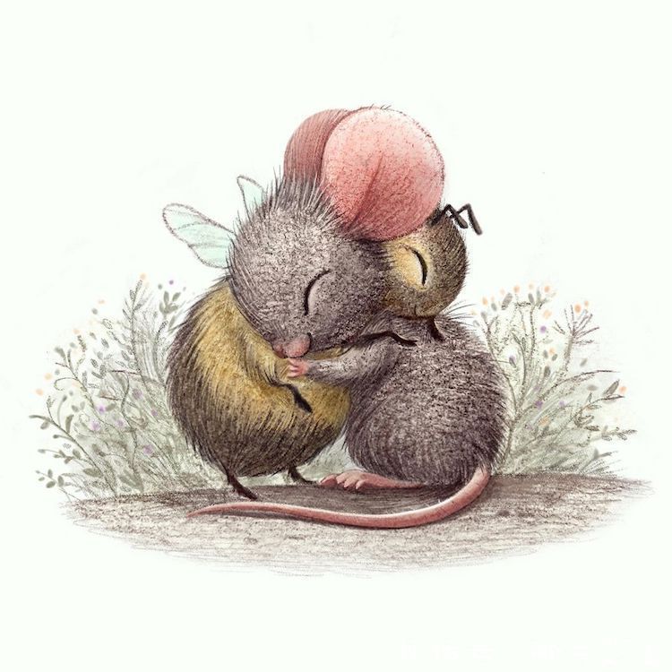 动物#萌翻的动物插画,艺术家用色彩讲述了小生命的甜蜜故事