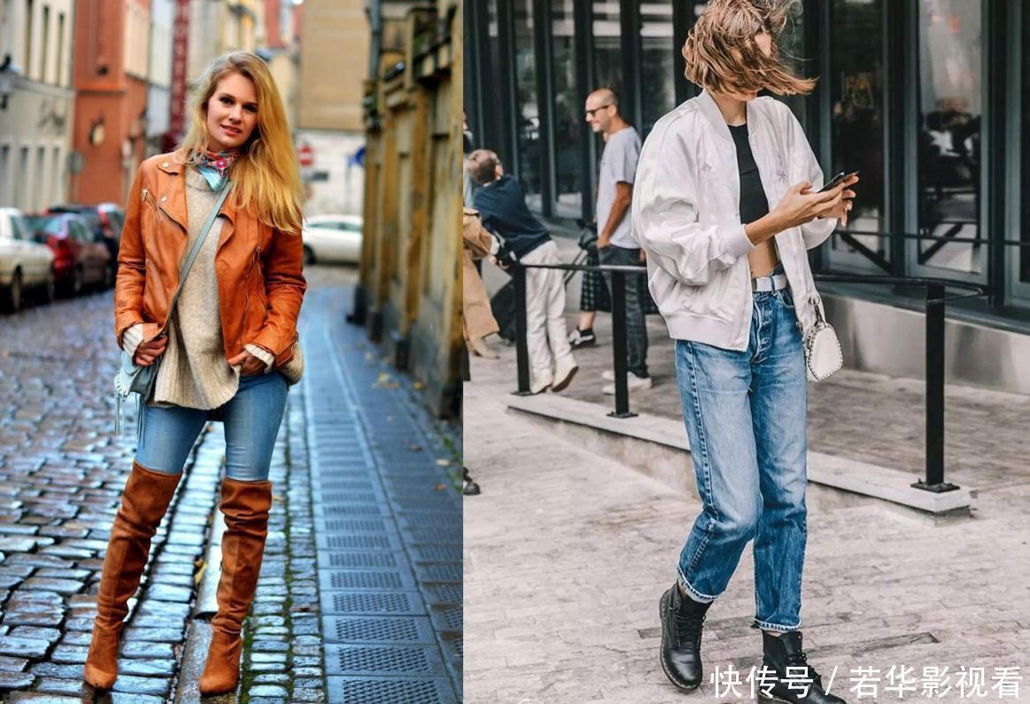 过膝靴也该收一收了,今年流行:紧身裤+中筒靴,拯救小粗腿