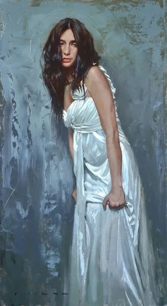 油画#每一幅肖像油画中,凯西·查尔兹都努力捕捉到人类形态的美