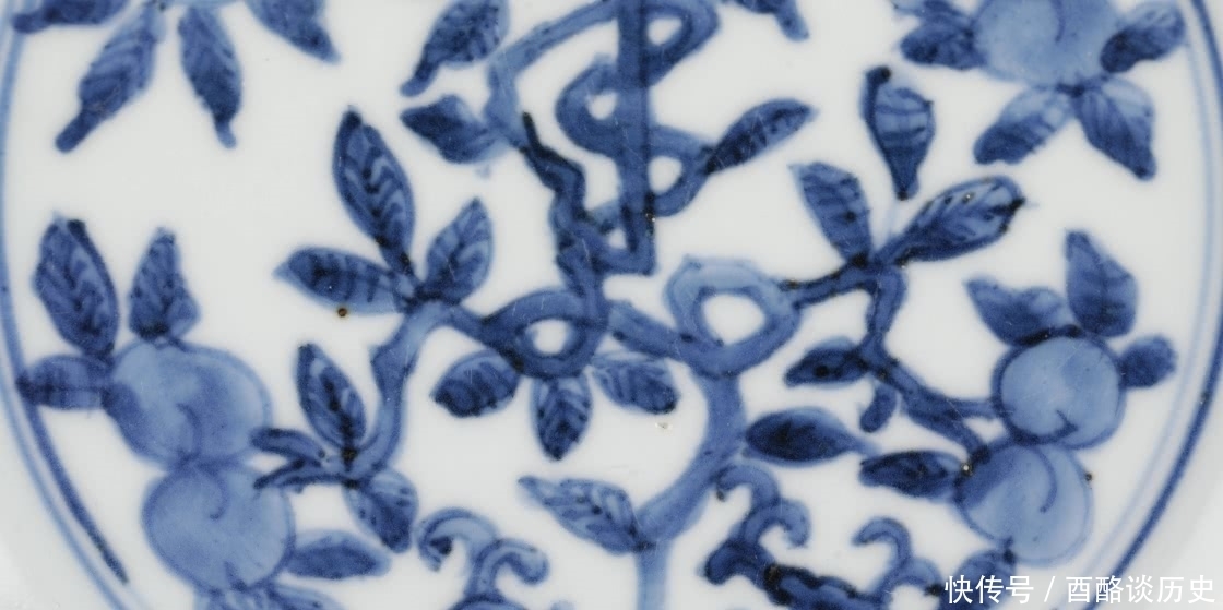 云龙|万历 青花云龙寿桃纹盘