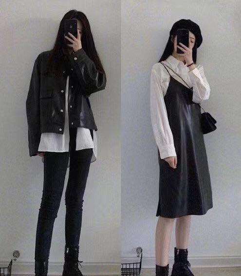 上下穿一身黑, 无论裙装还是裤装, 都能展现出早春气息