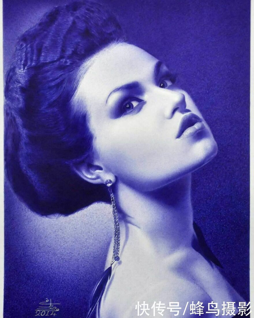 肖像&有这水平还要相机干嘛?30张圆珠笔画,图1画了一个月细到毛孔