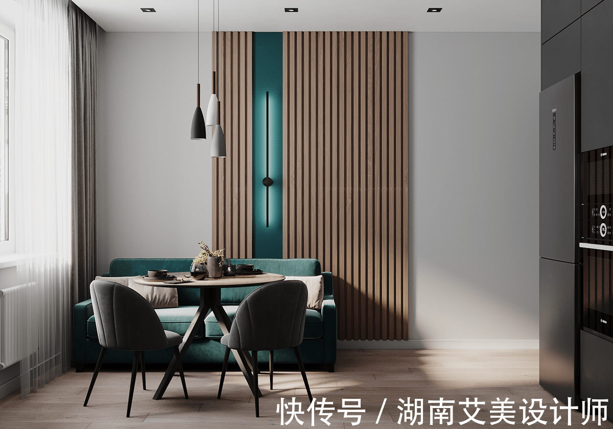 灰色|198平软装设计,深蓝色与灰色的碰撞