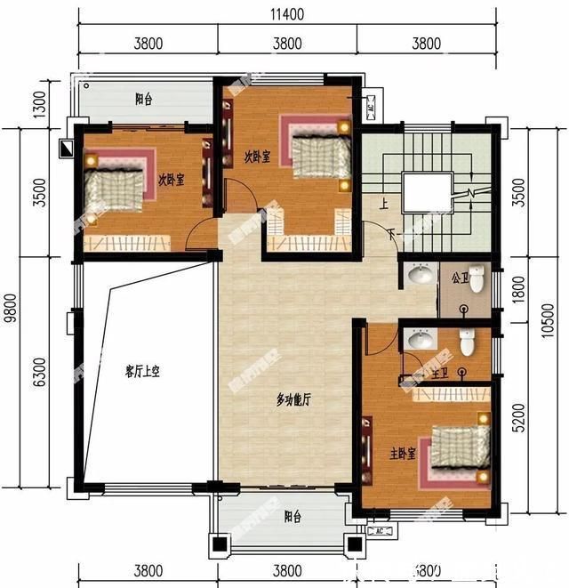 毛坯|尺寸相同的两栋农村别墅,采用不同风格设计,客厅都挑空