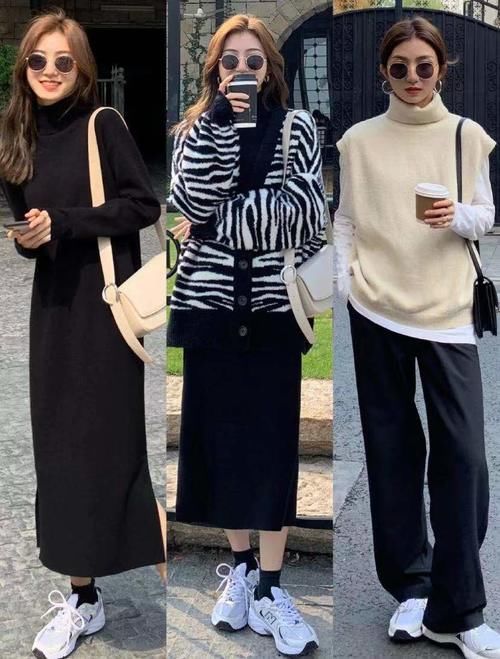 韩国街头的美女都爱的穿搭，大地色系毛衣百穿不腻，经典简约！
