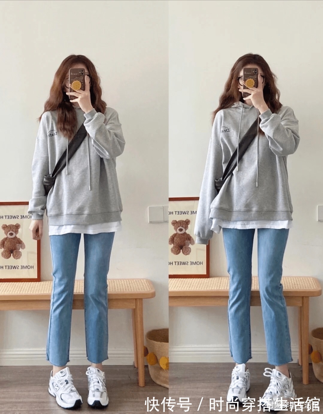 直筒裙|穿卫衣不一定搭牛仔裤,今年流行这样穿,时髦好看又保暖