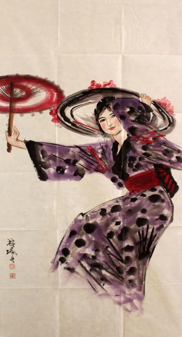 广美教授林墉笔下的女人体国画，俏丽、灵动，勾人魂魄，养眼！