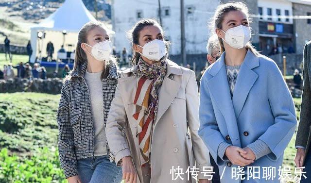 二公主 西班牙莱后母女三人首穿秋冬装!二公主蓝大衣太美,大公主显老气