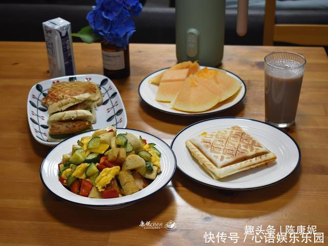 丰盛|晒晒我家早餐,馒头变肉夹馍,丰盛又营养,网友聪明实用的做法