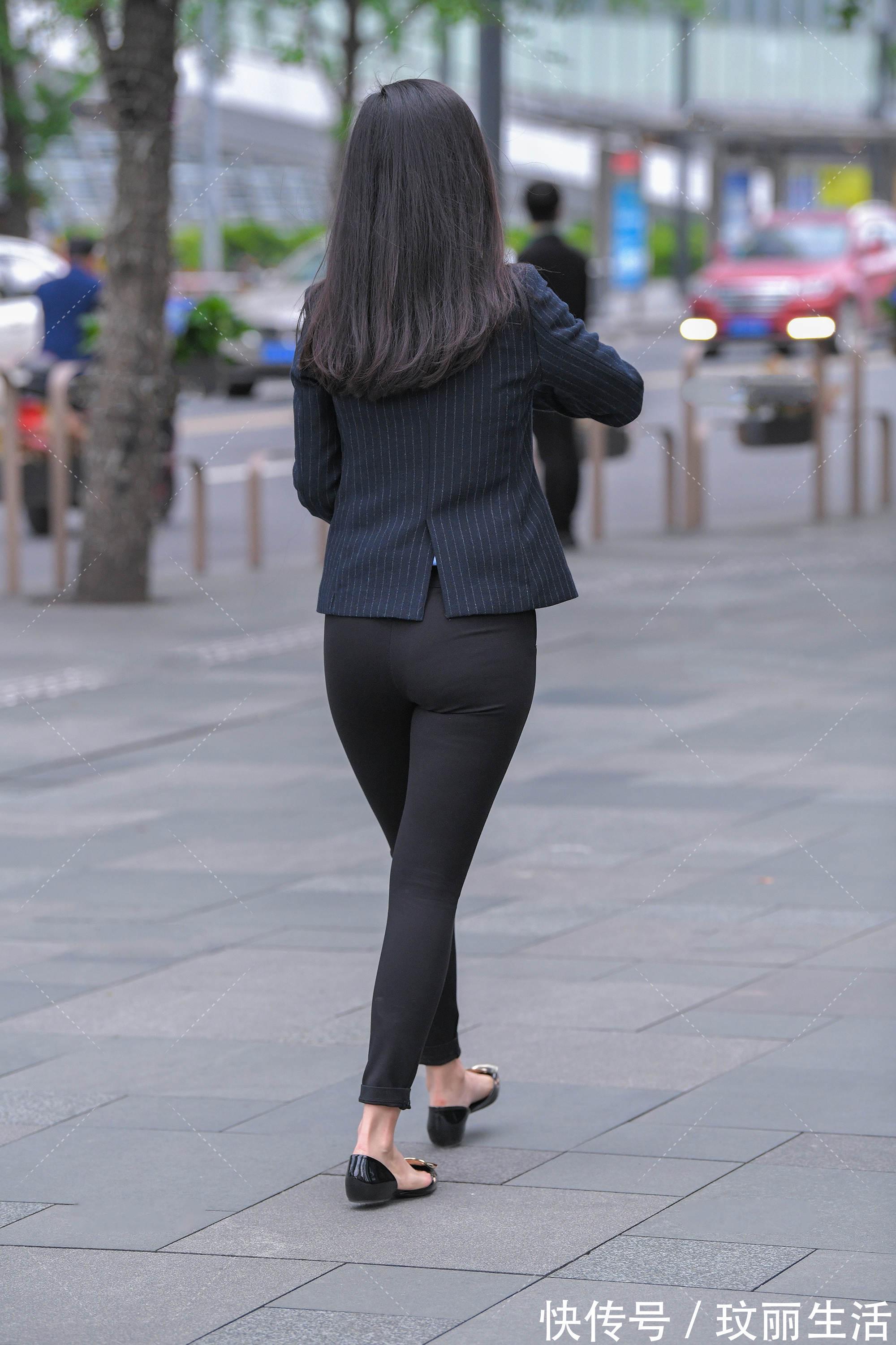 高跟鞋 小西装搭配衬衫, 九分裤子的平整细节, 职场白领范儿十足