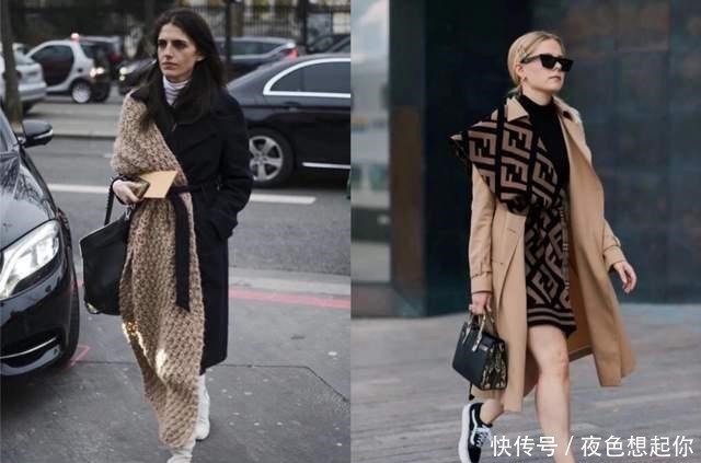 系法|喜欢穿大衣的女人,围巾建议这些“时髦系法”,脸都偷偷小一圈