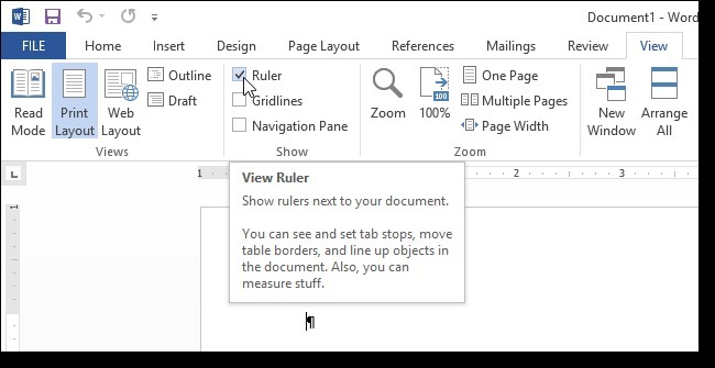 如何更改Microsoft Word 2013中的规则度量单元