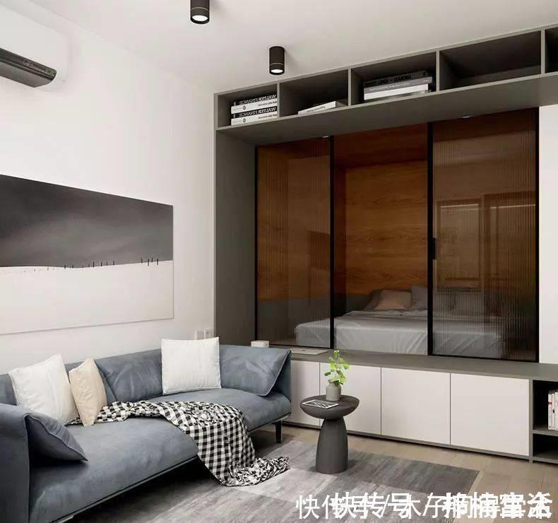 彩虹玻璃|女孩的40㎡小家：玄关布置衣帽间，岛台连接餐桌，一人住真惬意！