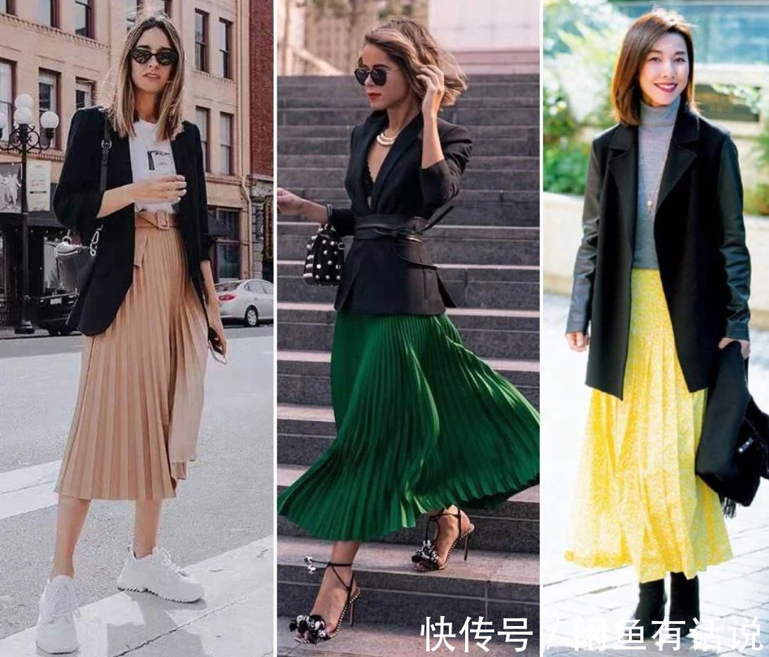 配裙|穿衣段位高的中年女人,春天选择“西装+半裙”,不扮嫩也不显老