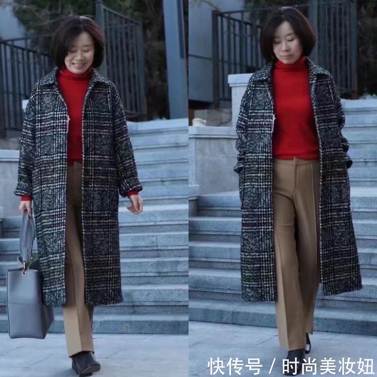 阔腿裤 大衣别配打底裤了,配阔腿裤更显气质又减龄,普通人照穿真洋气
