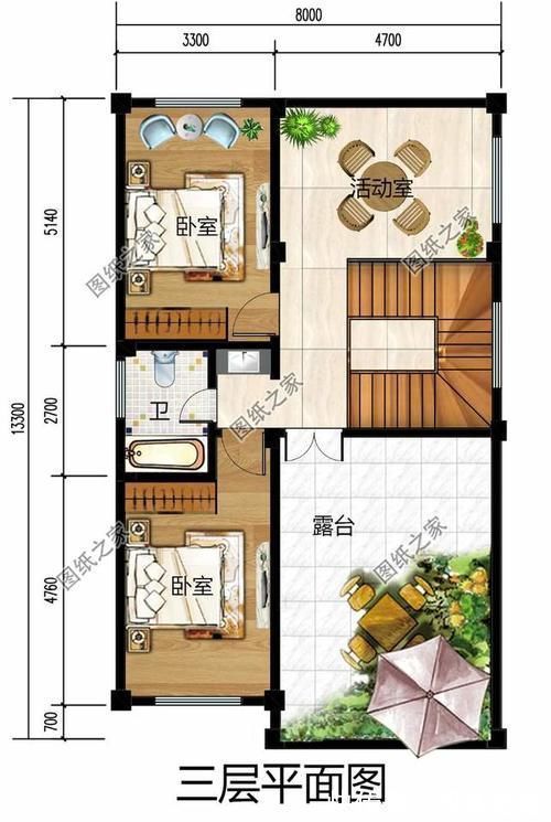 别墅|农村自建房设计图,两开间的户型也可以盖的很大气,清新有范