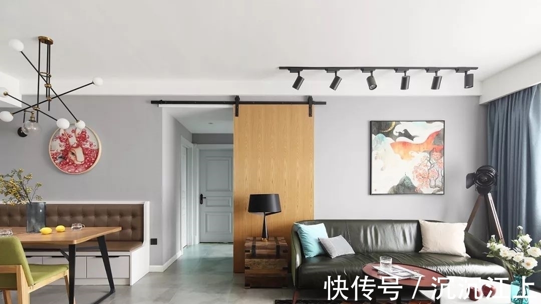 皮艺|130㎡现代简约,书房天花是幅画,活力舒适好童趣