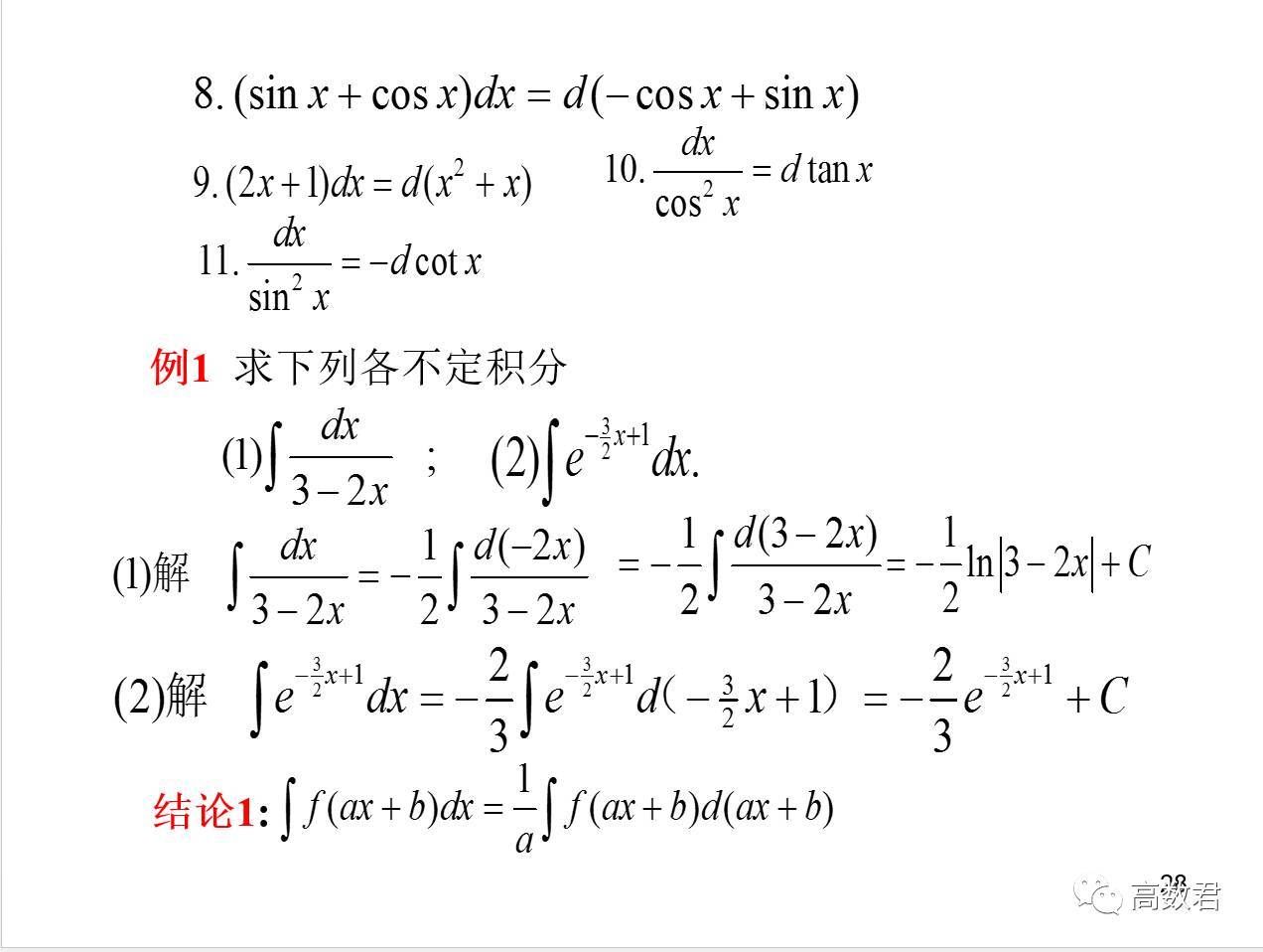 不定积分换元积分法技巧