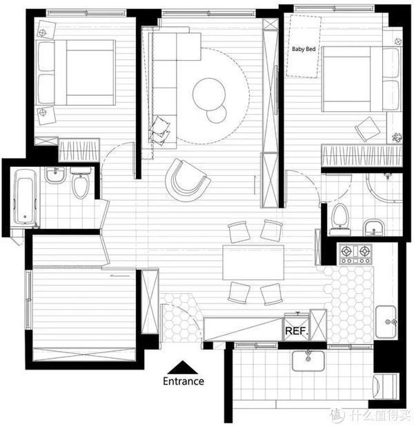 公寓|仅有70㎡的家,被改造成3室2卫2厅,入户清新舒适风,很有烟火气