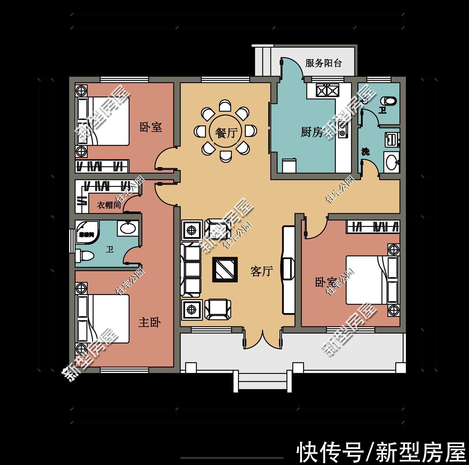 外廊|10套一层农村别墅图纸，第6套建的人最多，最后一套颜值最高