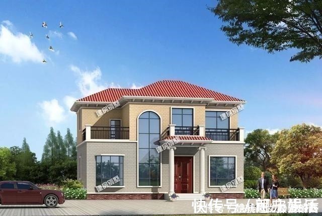 真石漆|宽13-14米间的两层别墅,文化石和面砖装饰,都很出彩!