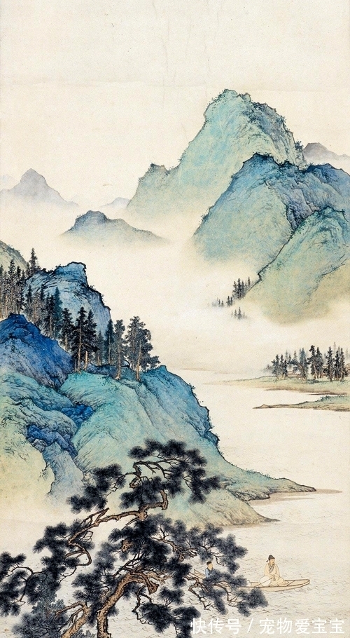 听泉图@清逸淡雅，清劲洒脱，陈少梅山水画一组