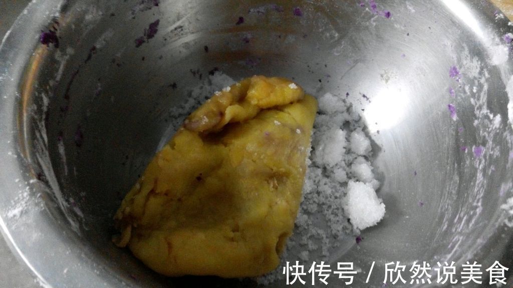 家庭版紫薯豆沙团,制作简单,美味好吃