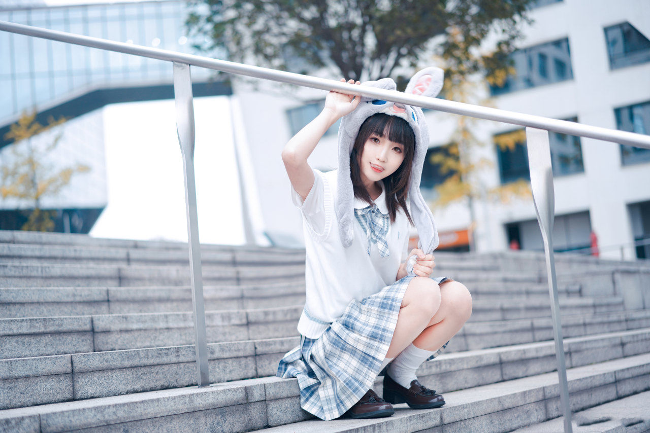 私影|jk私影，是隐藏在兔子头套下的双马尾